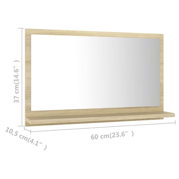 Miroir salle de bain Chêne sonoma 60x10,5x37 cm Bois ingénierie – Image 5