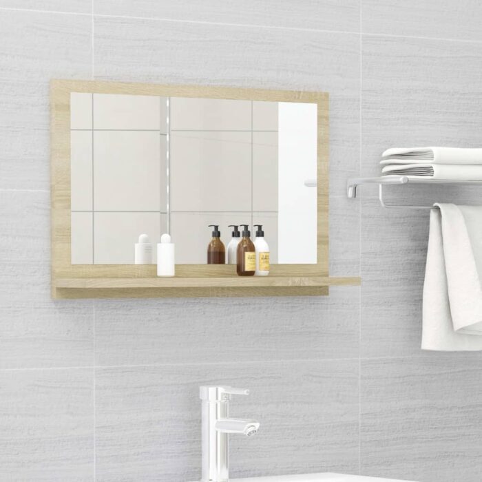 Miroir salle de bain Chêne sonoma 60x10,5x37 cm Bois ingénierie – Image 1