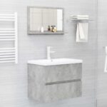 Miroir de salle de bain Gris béton 60x10,5x37 cm Aggloméré – Image 2