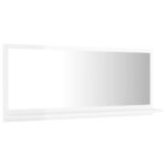 Miroir de salle de bain Blanc brillant Bois d’ingénierie – Image 3
