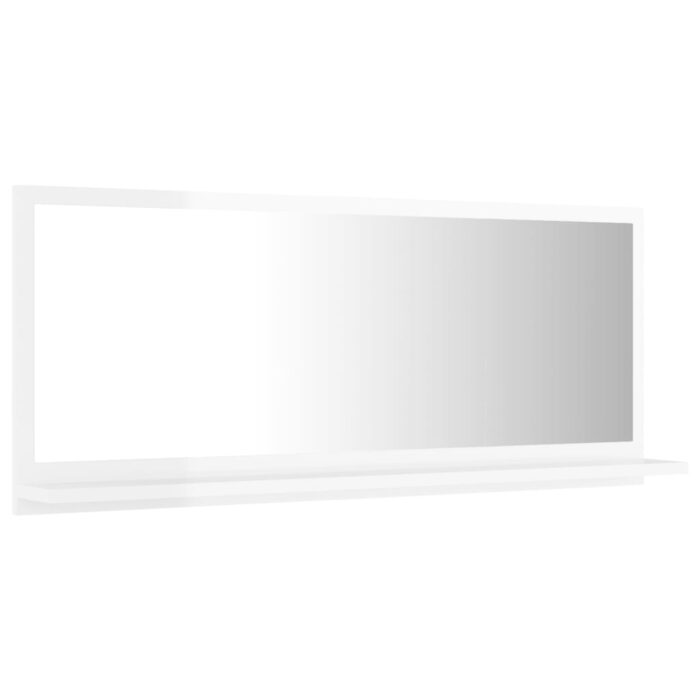 Miroir de salle de bain Blanc brillant Bois d’ingénierie – Image 3