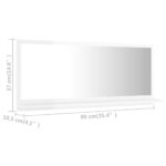 Miroir de salle de bain Blanc brillant Bois d’ingénierie – Image 5