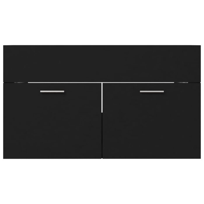 Armoire d'évier Noir 80x38,5x46 cm Bois d’ingénierie – Image 3