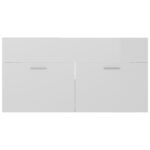 Armoire d'évier Blanc brillant 90x38,5x46 cm Bois d’ingénierie – Image 3