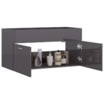 Armoire d'évier Gris brillant 90x38,5x46 cm Bois d’ingénierie – Image 2