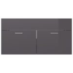 Armoire d'évier Gris brillant 90x38,5x46 cm Bois d’ingénierie – Image 3