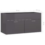 Armoire d'évier Gris brillant 90x38,5x46 cm Bois d’ingénierie – Image 6