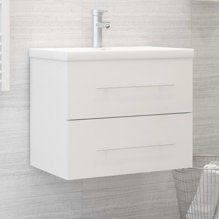 Armoire d'évier Blanc 60x38,5x48 cm Bois d’ingénierie – Image 1
