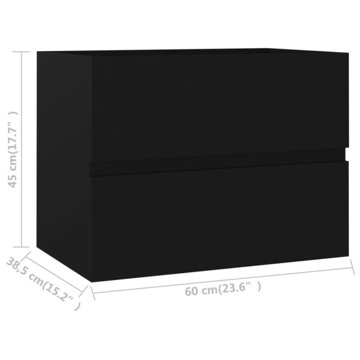 Armoire d'évier Noir 60x38,5x45 cm Bois d’ingénierie – Image 5