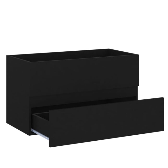 Armoire d'évier Noir 80x38,5x45 cm Bois d'ingénierie – Image 2