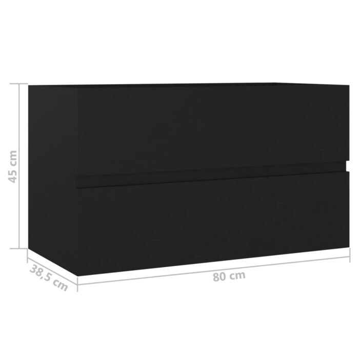 Armoire d'évier Noir 80x38,5x45 cm Bois d'ingénierie – Image 5
