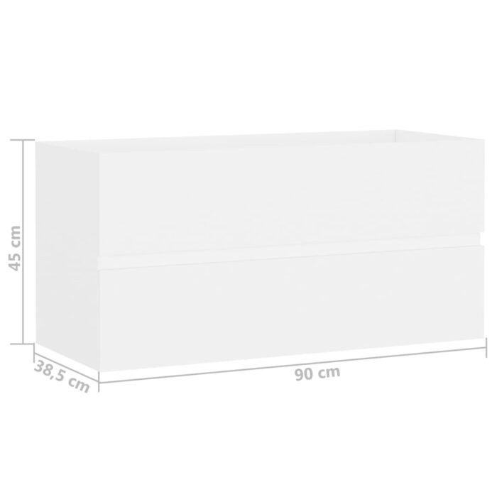 Armoire d'évier Blanc 90x38,5x45 cm Bois d'ingénierie – Image 5