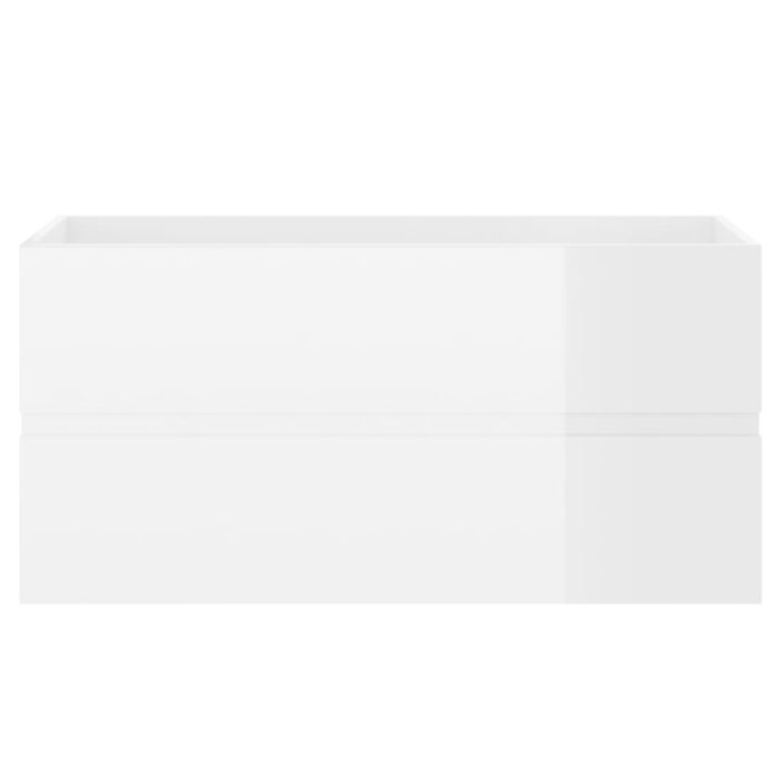 Armoire d'évier Blanc brillant 90x38,5x45 cm Bois d'ingénierie – Image 3