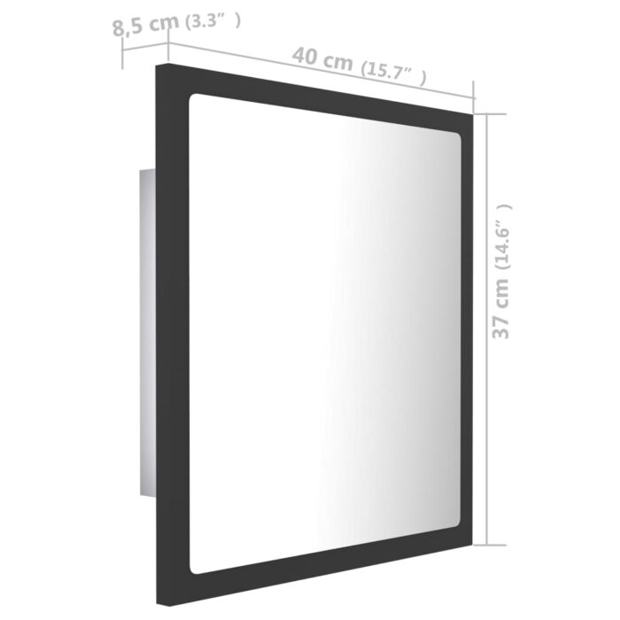 Miroir à LED de salle de bain Gris 40x8,5x37 cm Acrylique – Image 11