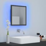 Miroir à LED de salle de bain Gris 40x8,5x37 cm Acrylique – Image 2