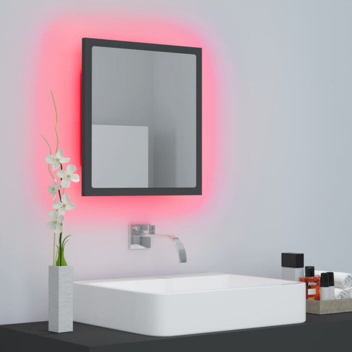 Miroir à LED de salle de bain Gris 40x8,5x37 cm Acrylique – Image 3