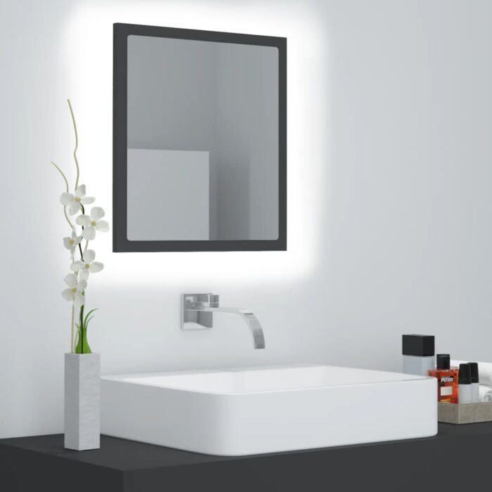 Miroir à LED de salle de bain Gris 40x8,5x37 cm Acrylique – Image 1