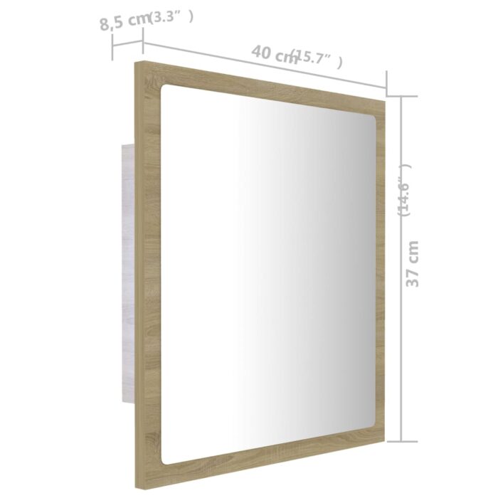 Miroir LED de salle de bain Chêne sonoma 40x8,5x37 cm Acrylique – Image 11