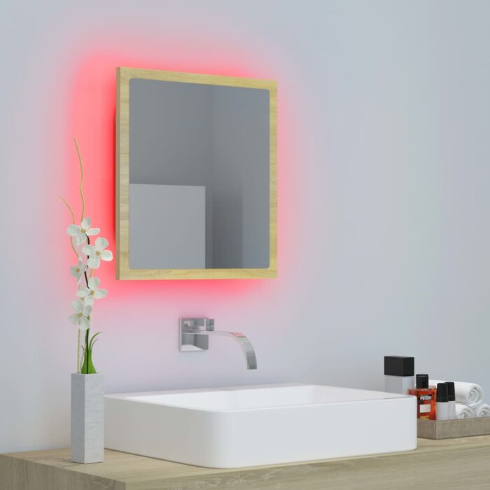 Miroir LED de salle de bain Chêne sonoma 40x8,5x37 cm Acrylique – Image 3