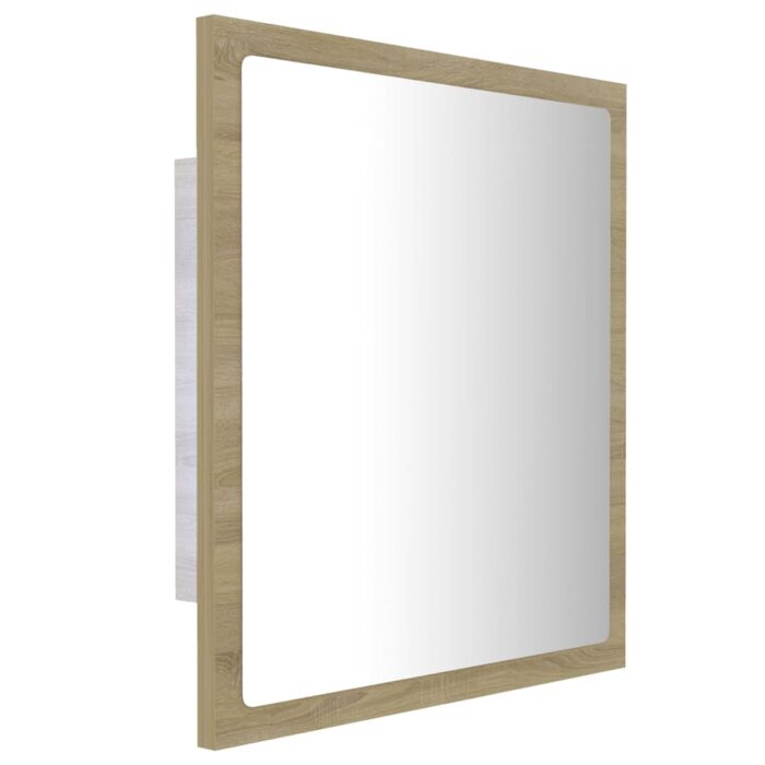 Miroir LED de salle de bain Chêne sonoma 40x8,5x37 cm Acrylique – Image 6