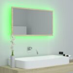 Miroir LED de salle de bain Chêne sonoma 80x8,5x37 cm Acrylique – Image 2