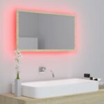 Miroir LED de salle de bain Chêne sonoma 80x8,5x37 cm Acrylique – Image 3