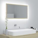 Miroir LED de salle de bain Chêne sonoma 80x8,5x37 cm Acrylique