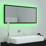 Miroir à LED de salle de bain Noir 100x8,5x37 cm Acrylique – Image 2