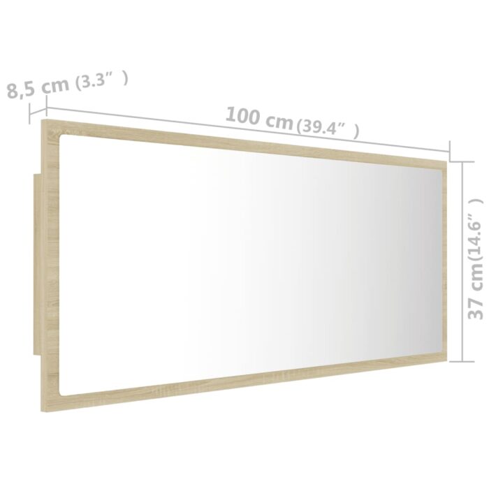 Miroir LED de salle de bain Chêne sonoma 100x8,5x37cm Acrylique – Image 10