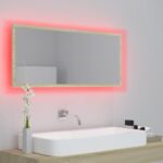Miroir LED de salle de bain Chêne sonoma 100x8,5x37cm Acrylique – Image 3