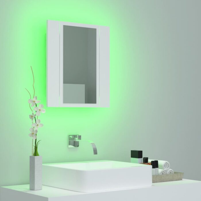 Armoire salle de bain à miroir LED Blanc 40x12x45 cm Acrylique – Image 2