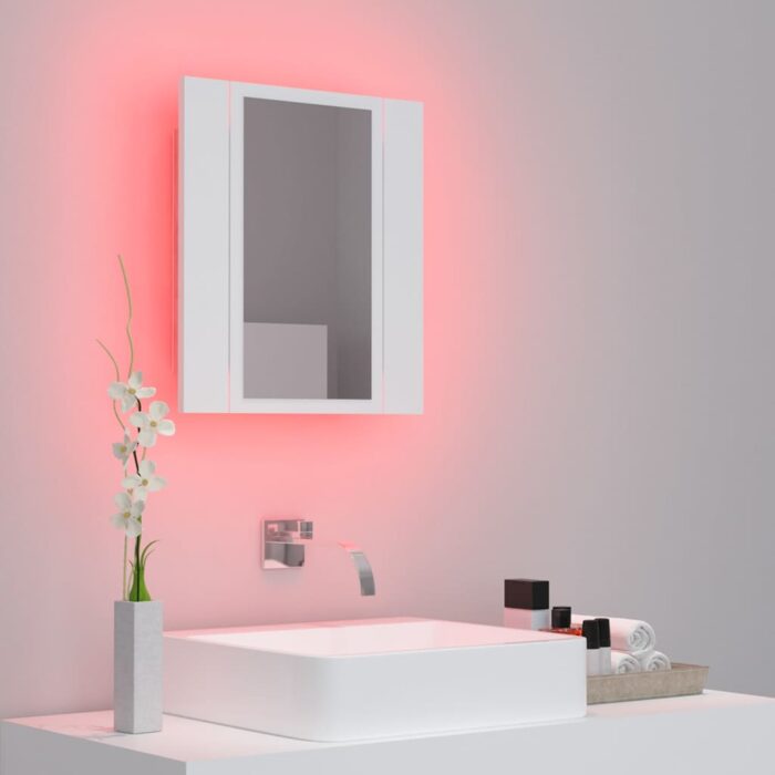 Armoire salle de bain à miroir LED Blanc 40x12x45 cm Acrylique – Image 3