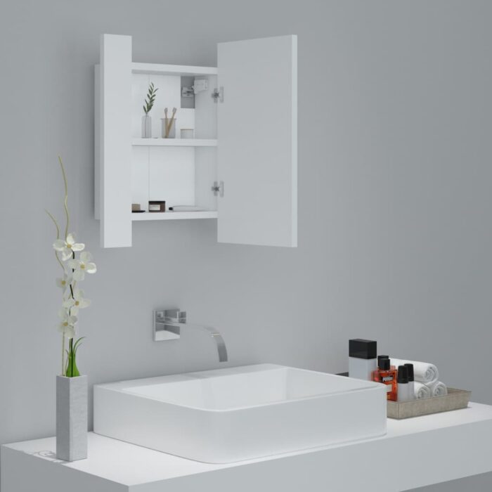 Armoire salle de bain à miroir LED Blanc 40x12x45 cm Acrylique – Image 4
