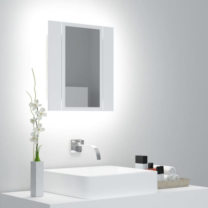 Armoire salle de bain à miroir LED Blanc 40x12x45 cm Acrylique – Image 1