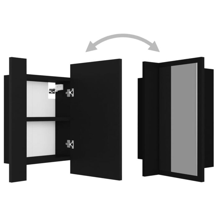 Armoire à miroir de salle de bain LED Noir 40x12x45cm Acrylique – Image 10