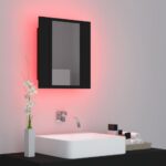 Armoire à miroir de salle de bain LED Noir 40x12x45cm Acrylique – Image 3