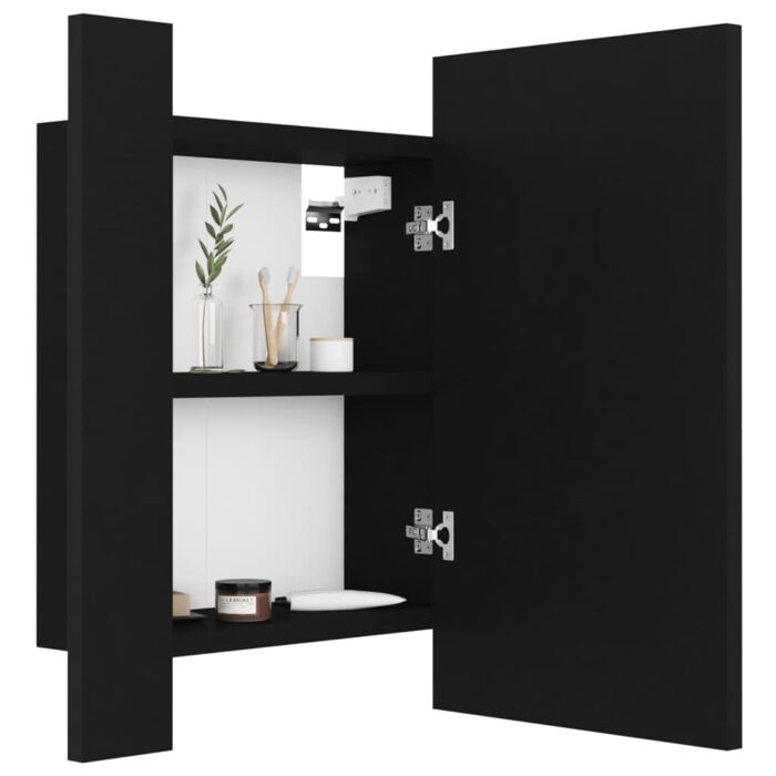 Armoire à miroir de salle de bain LED Noir 40x12x45cm Acrylique – Image 5