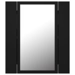 Armoire à miroir de salle de bain LED Noir 40x12x45cm Acrylique – Image 7