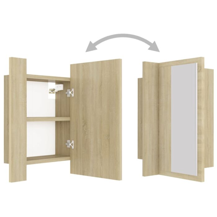 Armoire à miroir LED de bain Chêne sonoma 40x12x45 cm Acrylique – Image 10