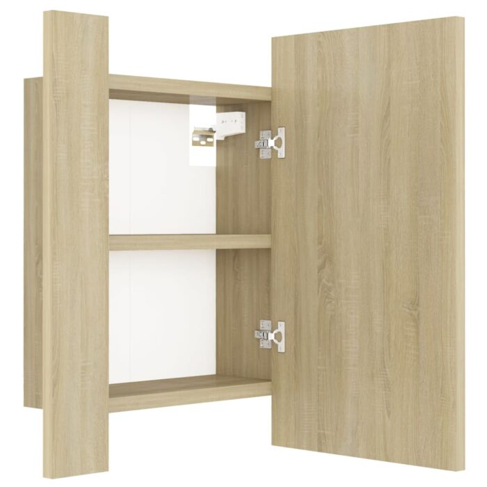 Armoire à miroir LED de bain Chêne sonoma 40x12x45 cm Acrylique – Image 11