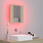Armoire à miroir LED de bain Chêne sonoma 40x12x45 cm Acrylique – Image 2