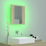Armoire à miroir LED de bain Chêne sonoma 40x12x45 cm Acrylique – Image 3