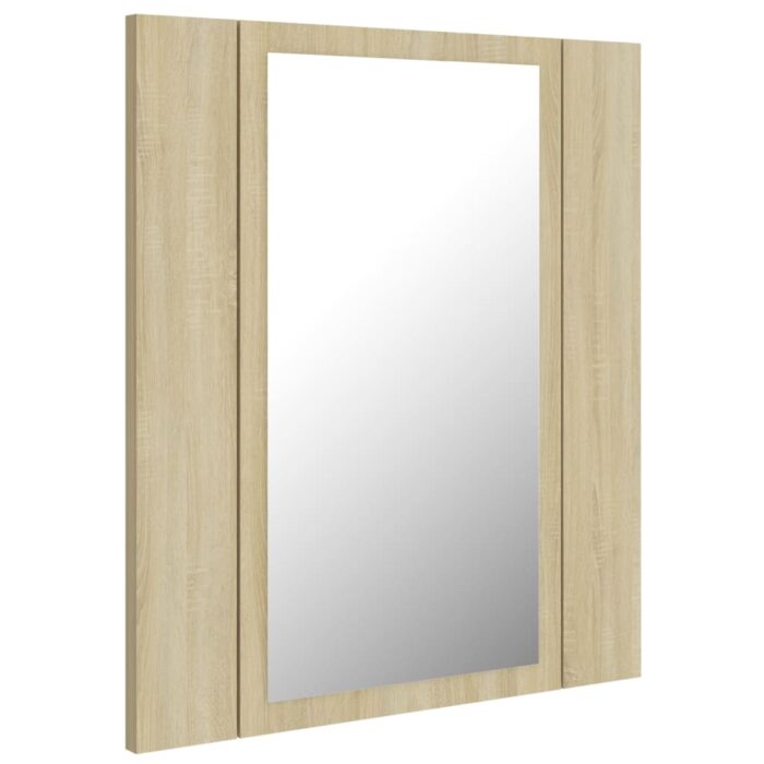 Armoire à miroir LED de bain Chêne sonoma 40x12x45 cm Acrylique – Image 6