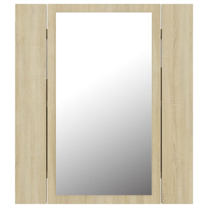 Armoire à miroir LED de bain Chêne sonoma 40x12x45 cm Acrylique – Image 7