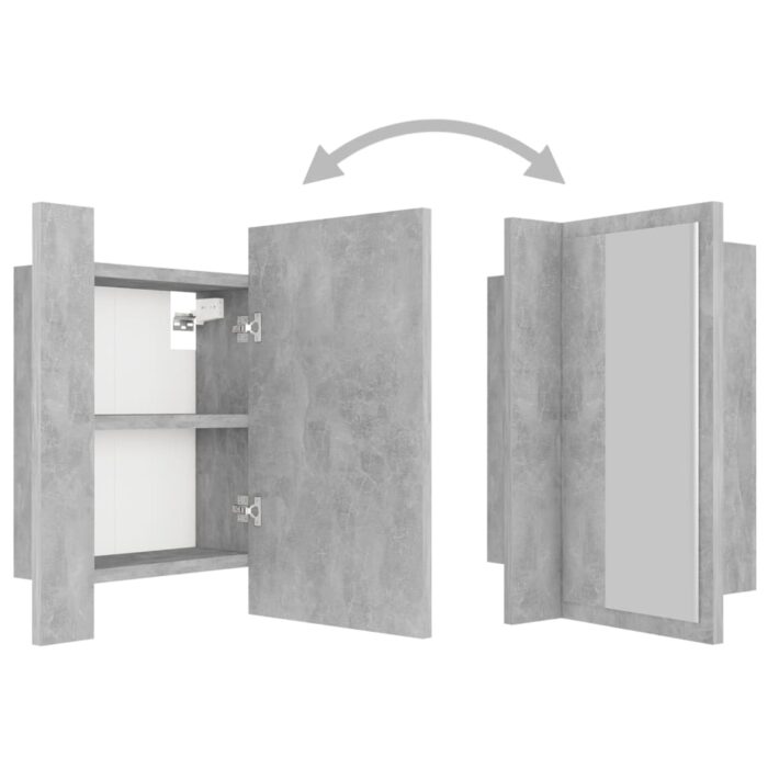 Armoire de salle de bain à miroir LED Gris béton Acrylique – Image 10