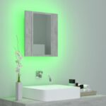 Armoire de salle de bain à miroir LED Gris béton Acrylique – Image 2
