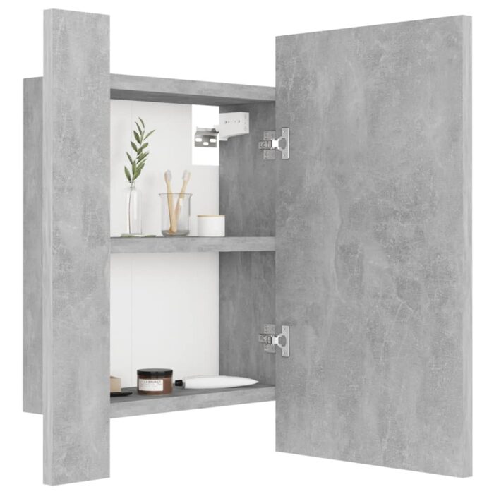 Armoire de salle de bain à miroir LED Gris béton Acrylique – Image 5