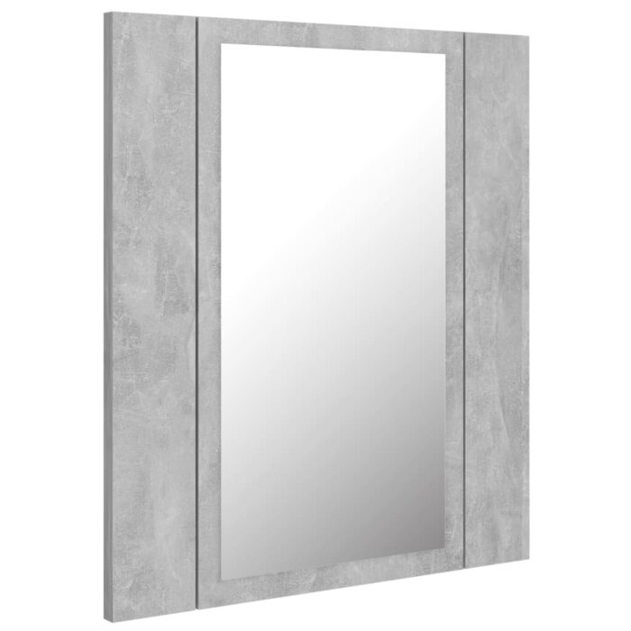 Armoire de salle de bain à miroir LED Gris béton Acrylique – Image 6