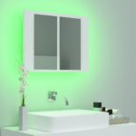 Armoire salle de bain à miroir LED Blanc 60x12x45 cm Acrylique – Image 2