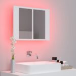 Armoire salle de bain à miroir LED Blanc 60x12x45 cm Acrylique – Image 3